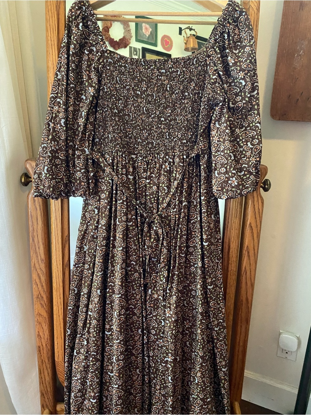 In Loom Floral Paisley Dress in in Brown Sz L - Picture 6 of 8
